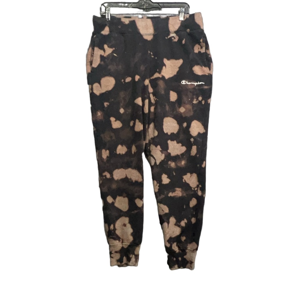 Champion Mens Jogger Sweat Pants Medium M Bleach Dye Distressed Black 15763
